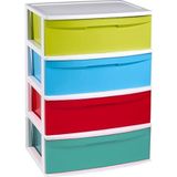 Ladekast/organizer met 4 lades wit/multi kleuren - 40 x 56 x 80 cm - Ladekasten/organisers kantoor