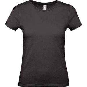 Zwart basic t-shirts met ronde hals voor dames - katoen - 145 grams - zwarte shirts kleding