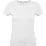 Wit basic t-shirts voor dames met ronde hals - katoen - 145 grams - witte shirts kleding S ()