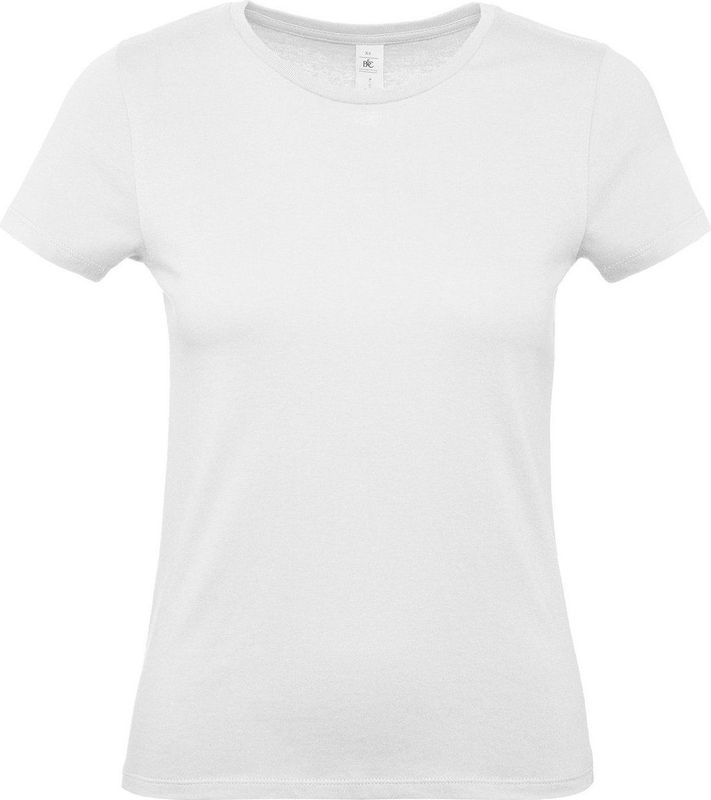 Wit basic t-shirts voor dames met ronde hals - katoen - 145 grams - witte shirts kleding S ()