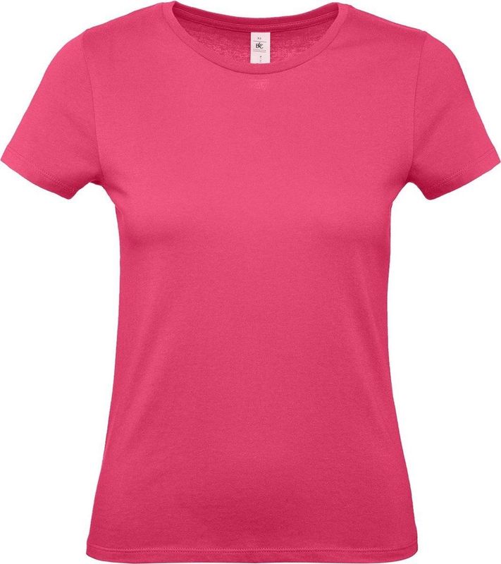 Fuchsia roze basic t-shirts met ronde hals voor dames - katoen - 145 grams - shirts kleding