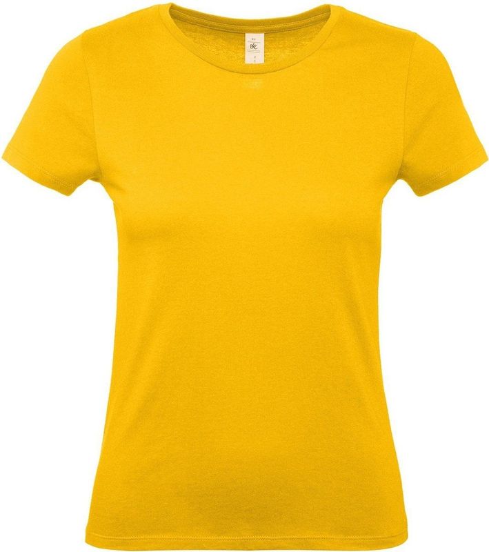 Geel basic t-shirt met ronde hals voor dames - katoen - 145 grams - gele shirts kleding S ()
