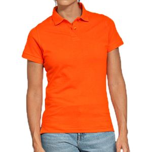 Oranje poloshirt basic van katoen voor dames - katoen - 180 grams - polo t-shirts - Koningsdag of EK / WK supporter kleding L