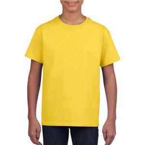 Geel basic t-shirt met ronde hals voor kinderen unisex- katoen - 145 grams - gele shirts / kleding voor jongens en meisjes 140/152