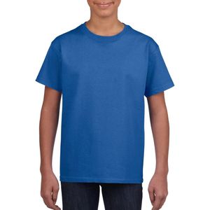 Blauw basic t-shirt met ronde hals voor kinderen unisex- katoen - 145 grams - blauwe shirts / kleding voor jongens en meisjes 104/110