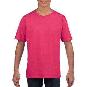Roze - Basic T-Shirt - Ronde Hals - Katoen - Fuchsia