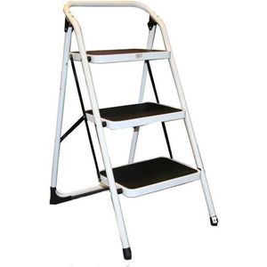 Buxibo - Keukentrapje/Vouwladder 2 Staps - Keukenopstapje - Opvouwbare ladderkruk - Trapladder - Anti-Slip - Metaal - Zwart