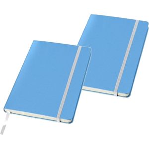Schrift met harde kaft gelinieerd A5 - 2x stuks - Blauw - School schrift - opschrijfboekje - notitieboekje - 80 pagina