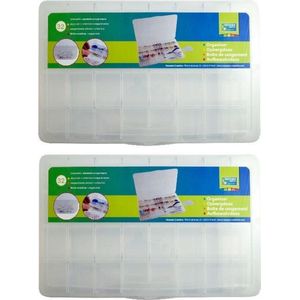 2x Opberg/sorteer boxen met 32 vakken 35 cm - Gereedsschapskist - Toolbox - Opbergdoos voor kleine spullen