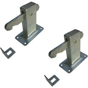2x stuks deurvastzetter / deurvastzetters staal verzinkt vloermodel met opvangoog - 12 x 6 x 13 cm - montage op vloer - deurstoppers / deurbuffers
