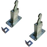 2x stuks deurvastzetter / deurvastzetters staal verzinkt wandmodel met opvangoog - 12 x 6 x 15 cm - montage aan wand - deurstoppers / deurbuffers
