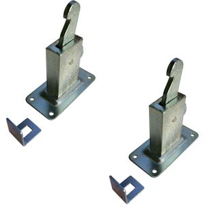 Deurvastzetter - 2x stuks - verzinkt - wandmodel met opvangoog - 12 x 6 x 15 cm