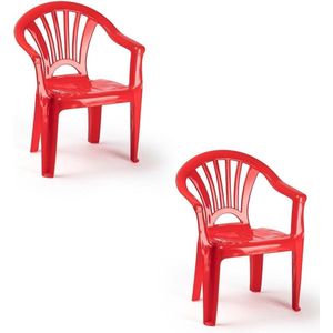 4x Rode Stoeltjes Voor Kinderen 50 cm - Tuinmeubelen - Kunststof Binnen/Buitenstoelen Voor Kinderen