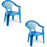 4x Blauwe Stoeltjes Voor Kinderen 50 cm - Tuinmeubelen - Kunststof Binnen/Buitenstoelen Voor Kinderen