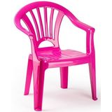2x Roze stoeltjes voor kinderen 50 cm - Tuinmeubelen - Kunststof binnen/buitenstoelen voor kinderen