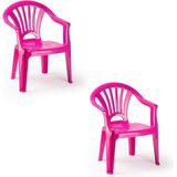4x Roze Stoeltjes Voor Kinderen 50 cm - Tuinmeubelen - Kunststof Binnen/Buitenstoelen Voor Kinderen
