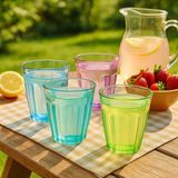 PlasticForte Drinkglazen Picardie - gekleurd - 12 stuks - kunststof - 250 ml - vaatwasser bestendig - bekers - plastic