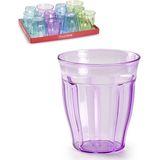 PlasticForte Drinkglazen Picardie - gekleurd - 12 stuks - kunststof - 250 ml - vaatwasser bestendig - bekers - plastic
