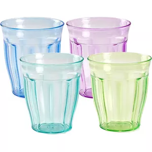 4 stuks onbreekbaar drinkglas, acryl, drinkglazen, plastic glas, kunststof, glas, campingservies, accessoires, picknickglazen, bonte drinkbeker, kunststof, waterglas, 220 ml, partyaccessoires, campingkeuken, kinderbeker
