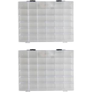 2x Opberg/sorteer boxen met 36 vakken 25 cm - Gereedsschapskist - Toolbox - Opbergdoos voor kleine spullen