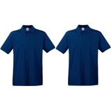 Fruit of the Loom poloshirt premium - navy blauw - heren - katoen - 180 grams