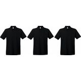 3-Pack Maat M - Zwarte poloshirts premium van katoen voor heren - katoen - 180 grams - polo t-shirts