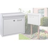 Hi Brievenbus ijzer met slot - wit - 36 x 12 x 32 cm - Postbus - Woonaccessoires