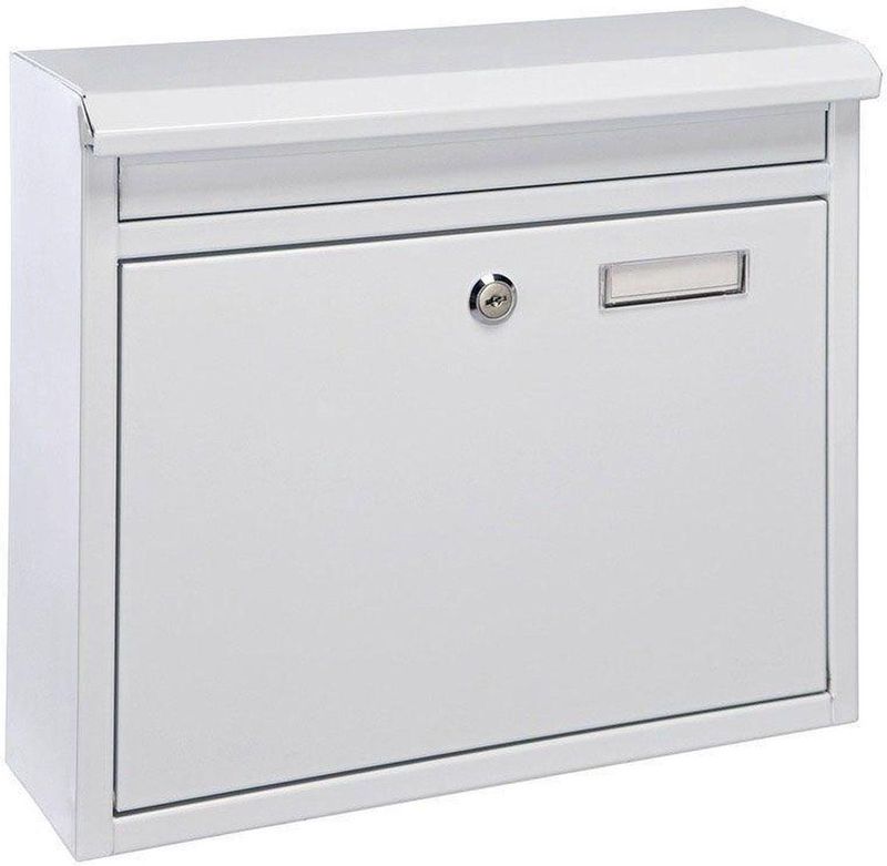 Hi Brievenbus ijzer met slot - wit - 36 x 12 x 32 cm - Postbus - Woonaccessoires