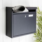 Zwarte brievenbus ijzer met slot - 36 x 12 x 32 cm - Postbus - Woonaccessoires