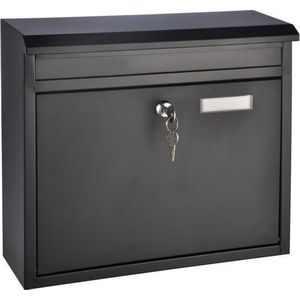 Zwarte brievenbus ijzer met slot - 36 x 12 x 32 cm - Postbus - Woonaccessoires