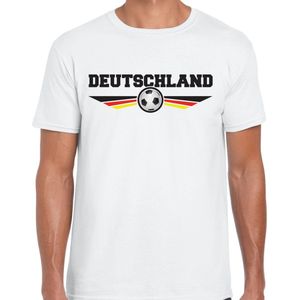Duitsland / Deutschland landen / voetbal t-shirt met wapen in de kleuren van de Duitse vlag - wit - heren - Duitsland landen shirt / kleding - EK / WK / voetbal shirt XL