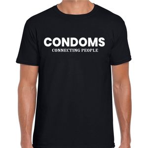 Condoms connecting people fun t-shirt zwart voor heren - condooms fun fout - kleding outfit