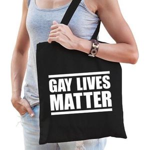 Gay lives matter anti homo / lesbo discriminatie tas zwart voor dames - Feest Boodschappentassen