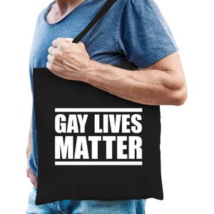 Gay lives matter anti homo discriminatie tas zwart voor heren - Feest Boodschappentassen