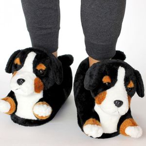 Pluche honden sloffen/pantoffels maat 34 - 36 voor kinderen - Berner Sennenhond sloffen - Dierensloffen