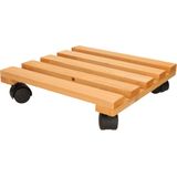Plantentrolley - multiroller - vierkant - hout - 30 cm - tot 30 kg - trolley voor kamerplanten