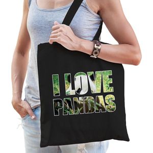 I love pandas tas zwart dames - panda tas / bedrukte tassen -  cadeau tas / pandabeer shopper