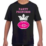 Party princess cadeau t-shirt zwart voor kids meisjes - Verjaardag kado shirt outfit 110 116