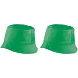 2x stuks vissershoedjes/zonnehoedjes groen voor volwassenen - Zomerhoeden