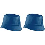 2x stuks vissershoedjes/zonnehoedjes blauw voor volwassenen - Zomerhoeden