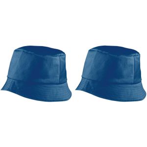 2x stuks vissershoedjes/zonnehoedjes blauw