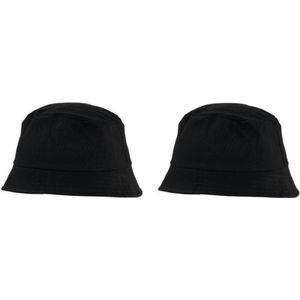 Vissershoedje/zonnehoedje - 4x stuks - zwart - bucket hat - one size - voor volwassenen