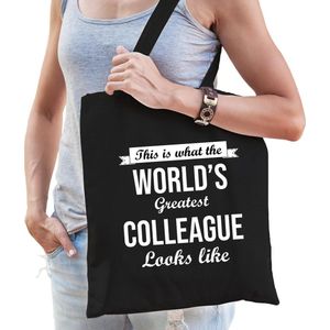 Worlds greatest COLLEAGUE collega cadeau tas zwart voor dames