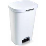 1x Kunststof Afvalemmers/Vuilnisemmers Wit 50 Liter met Deksel en Pedaal