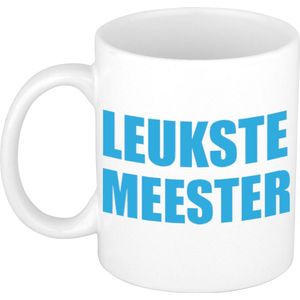 Leukste meester in blauwe blokletters cadeau koffiemok / theebeker 300 ml - verjaardag / bedankje - cadeau meester