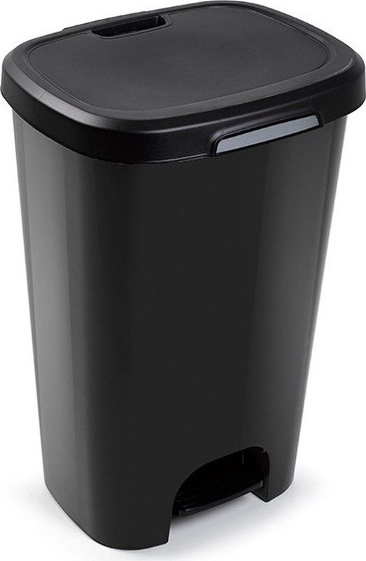1x Zwarte Afvalemmers/Vuilnisemmers 50 Liter met Deksel en Pedaal - Prullenbakken