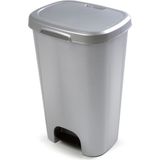 PlasticForte - Pedaalemmer - Zilverkleurig - 50L - Prullenbak - 41 x 36 x 63,5 cm