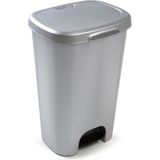 PlasticForte - Pedaalemmer - Zilverkleurig - 50L - Prullenbak - 41 x 36 x 63,5 cm