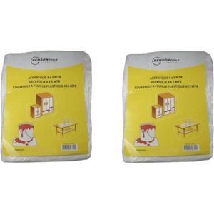4x stuks afdekfolie / afdekzeilen transparant - 4 x 5 m - afdekken tijdens schilderen - verf afdek zeil / folie scherm voor meubels / ramen / deuren / vloeren