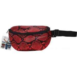 Heuptasje/buideltasje/fanny pack rode slangenprint 22 x 15 cm - Heuptassen